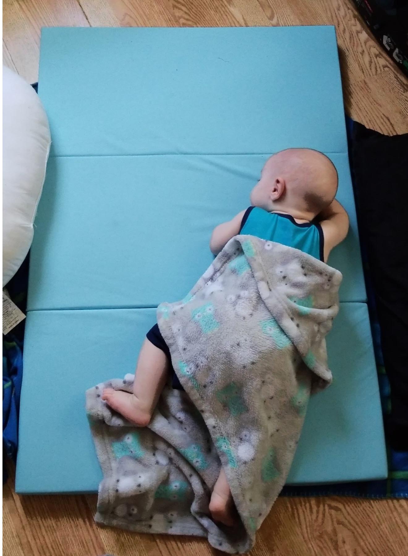 My son went to sleep on the mattress!